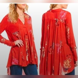 Free People Field Of Butterflies Oversized Long Sleeve Tunic, Xs
